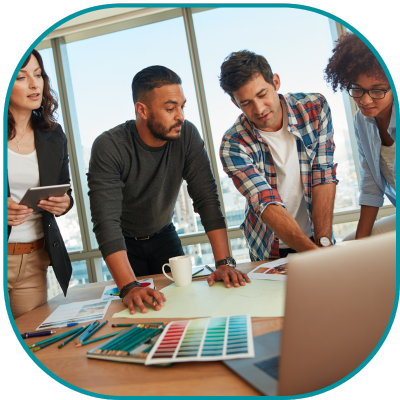 Images of people working together as a team