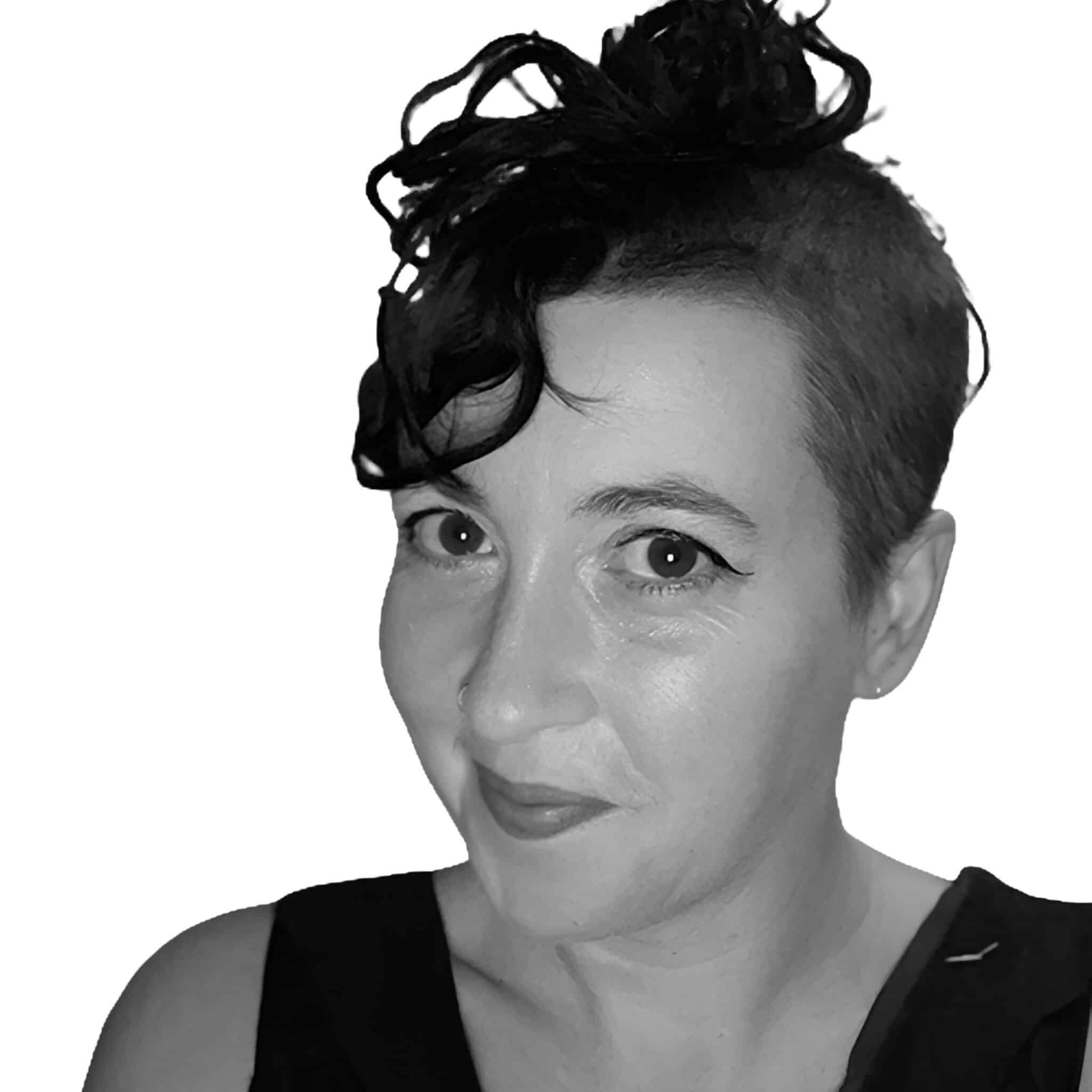 A black and white headshot photograph of Dawn Newman