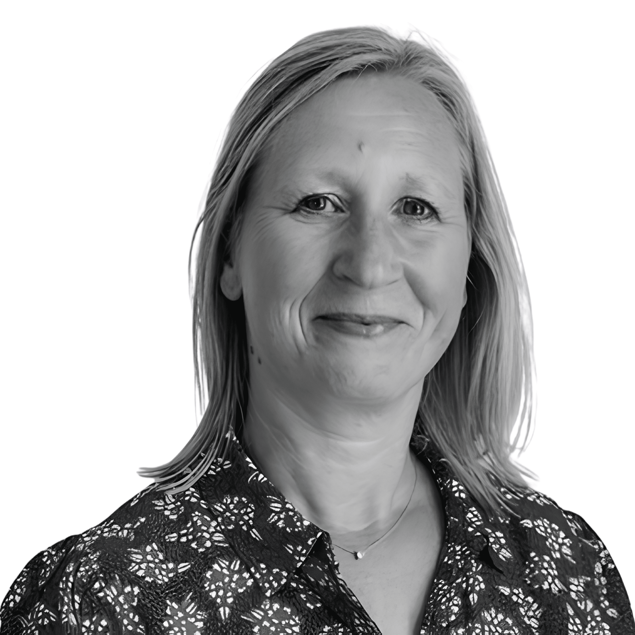 A black and white headshot photograph of Lyn GIrvan