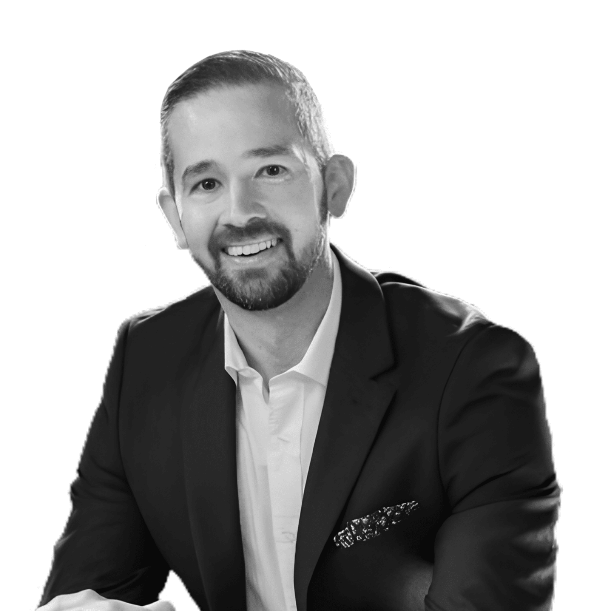 A black and white headshot photograph of Ross Libby